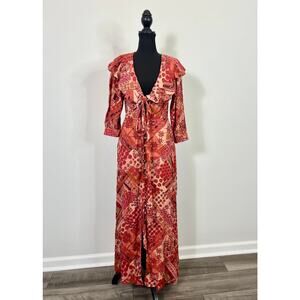 Free People Lennon Maxi Dress in Primrose Combo Size‎ XS Button Front Boho Party